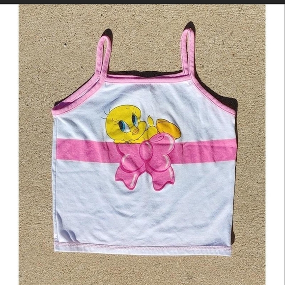 Warner Bros. Tops - Vintage 90s Tweety Bird Looney Tunes Camisole Tank Top Med Y2K